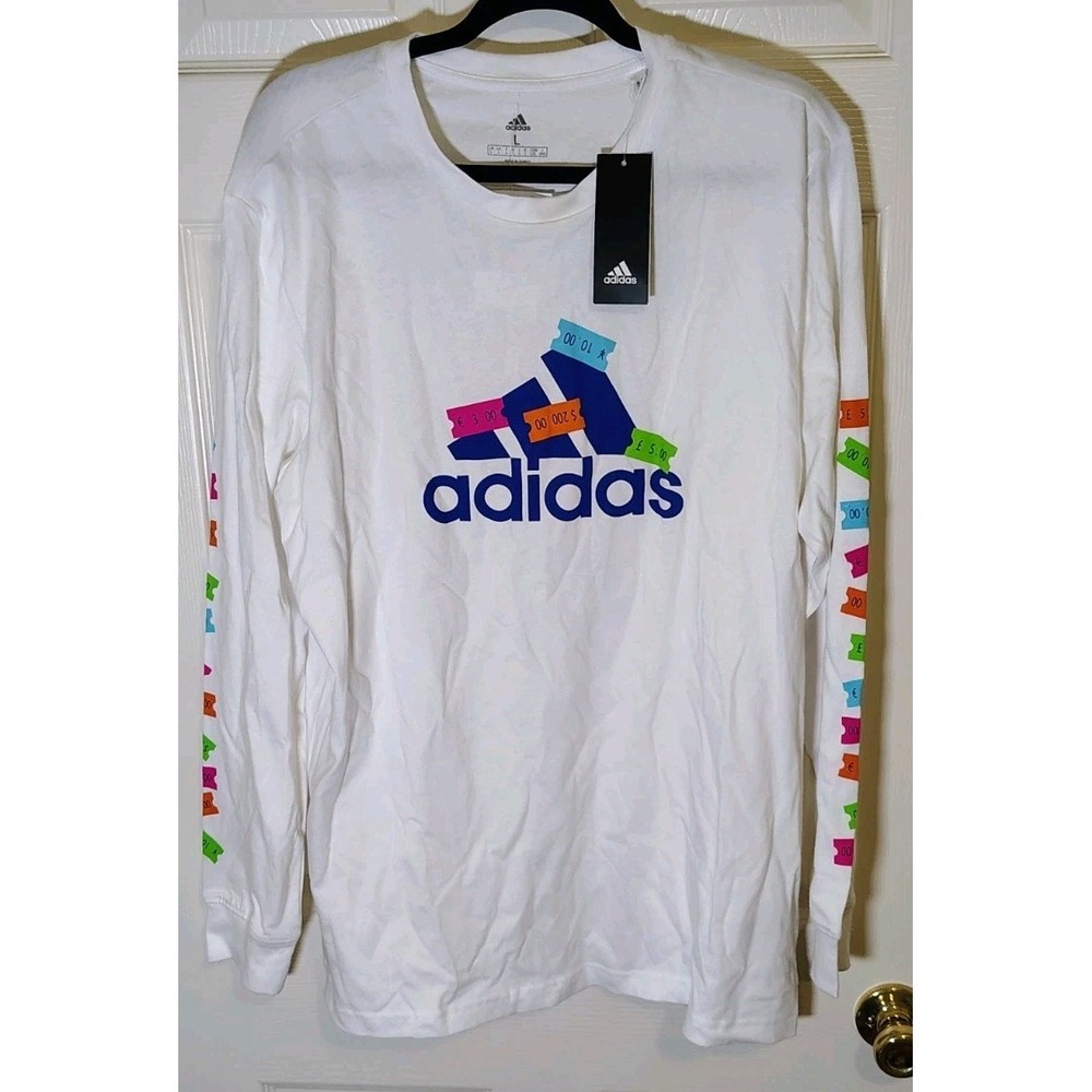 NEW Adidas Snack Men's White L/S Graphic Tee L NWT